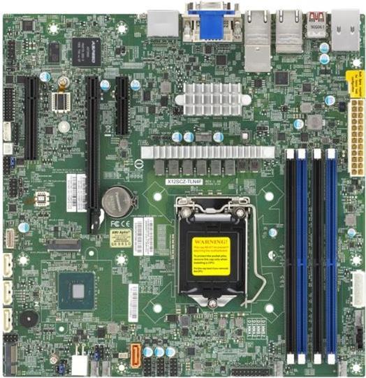 SUPERMICRO X12SCZ-TLN4F - Motherboard - micro ATX - LGA1200-Sockel - W480E - USB 3.2 Gen 2 - 2 x 10 Gigabit LAN, 2 x Gigabit LAN - Onboard-Grafik - HD Audio