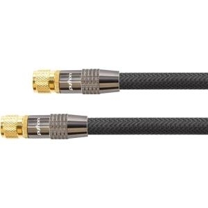 SAT Antennenkabel, F-Stecker an F-Stecker, vergoldet, Schirmmaß 120dB, 75Ohm, Nylongeflecht schwarz, 30m, PYTHON® Series (GC-M2040)