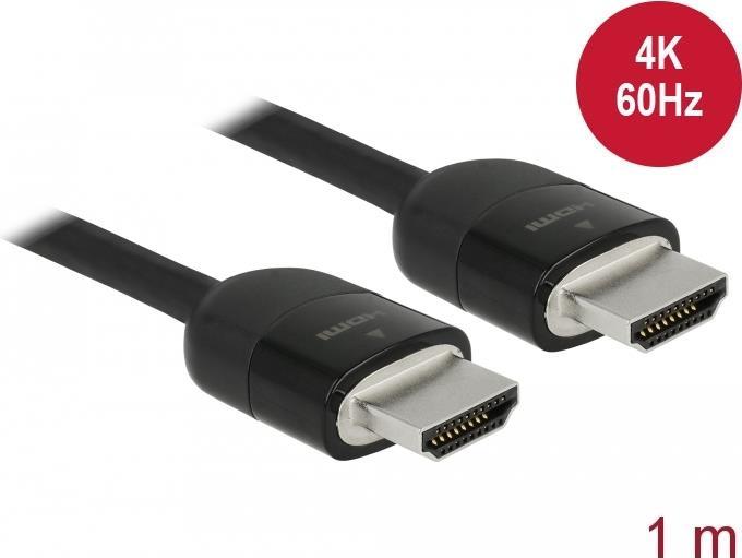 DeLOCK Premium - Premium Highspeed mit Ethernet HDMI mit Ethernetkabel - HDMI (M) bis HDMI (M) - 1,0m - dreifach abgeschirmtes Twisted-Pair-Kabel - Schwarz - 4K Unterstützung, Dolby DTS-HD Master Audio-Unterstützung (84963)