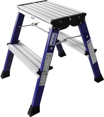 Krause Rolly - Stufenleiter - 2 Stufen - 2 Abschnitte - Arbeitshöhe: 2.45 m - Aluminium - Blau