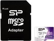 SILICON POWER Superior Pro - Flash-Speicherkarte (microSDXC-an-SD-Adapter inbegriffen) - 128 GB - A1 / Video Class V30 / UHS-I U3 / Class10 - microSDXC UHS-I - Bunt