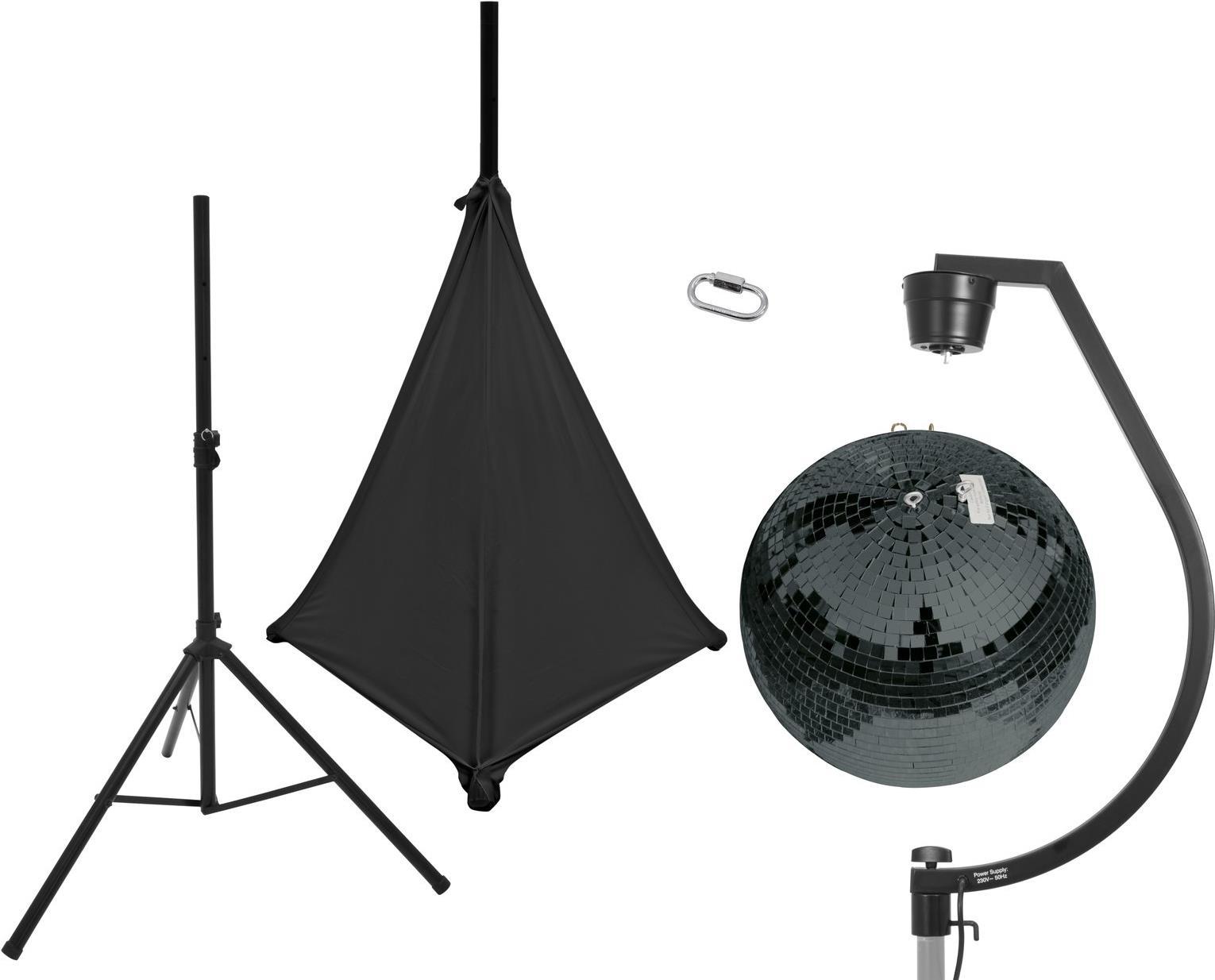 EUROLITE Set Spiegelkugel 50cm schwarz mit Stativ und Segel schwarz (20000709)