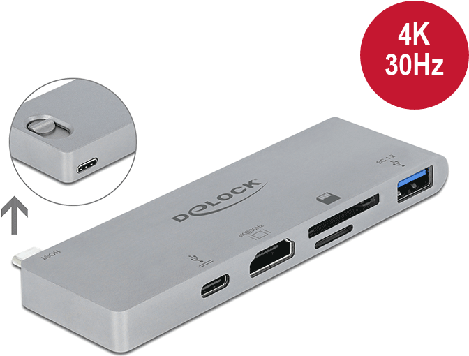 Delock docking station per MacBook con 4K e PD (con connettore USB-C inseribile)