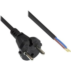 Netzkabel Konturenstecker gerade an abisolierten Enden, schwarz, 10m, Good Connections® (1500-SL10)