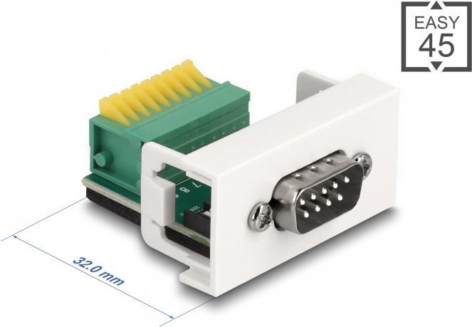 Delock Modulo Easy 45 connettore D-Sub a 9 pin su morsettiera a 9 pin 22,5 x 45 mm