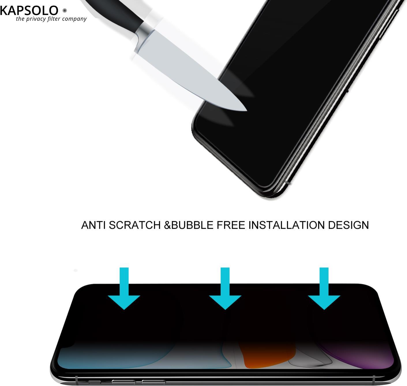 KAPSOLO Privacy Tempered GLASS Screen Protection, Be Visual Hacked No More - Protects your sensitive and private data Apple iPh