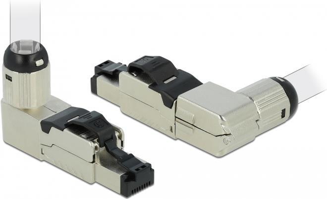 Delock Connettore RJ45 per assemblaggio sul campo Cat.8.1 metallico ad angolo