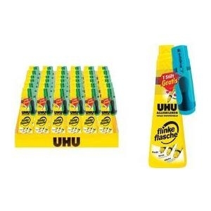 UHU Schulmodul 2017 - Alleskleber flinke flasche + GRATIS edding Textmarker, lösemittelhaltig, in weicher Kunststoff - 1 Stück (76470)