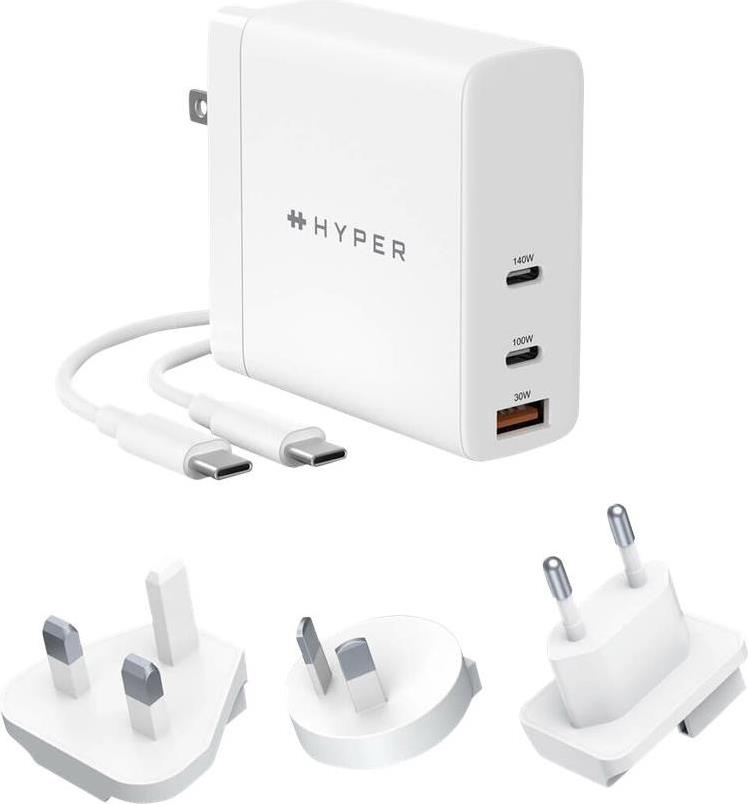 HYPER HJG140WW Caricabatterie per dispositivi mobili Bianco Interno (HYPERJUICE 140 W GAN CHARGER)