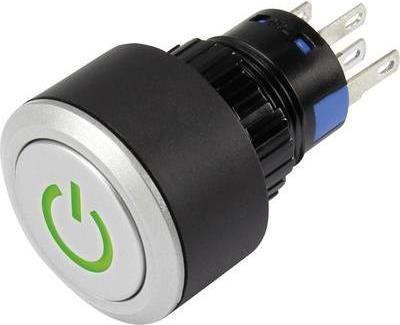 Conrad Drucktaster 250 V/AC 3 A 1 x Aus/(Ein) LAS1-AWY-11T/G/12V/P IP65 tastend 1 St. (LAS1-AWY-11T/G/12V/P)