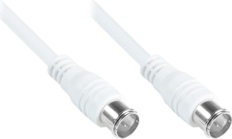 F-Quick SAT Antennenkabel, F-Quick Stecker beidseitig (vernickelt), 2x geschirmt (80 dB / 75 Ohm), CCS, weiß, 2,5m, Good Connections® (S-Q025W)