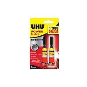 UHU Sekundenkleber POWER GLUE ultra rapide supergel, 3 g lösemittelhaltig, in der Tube, tropffrei, ideal für poröse - 1 Stück (36720)