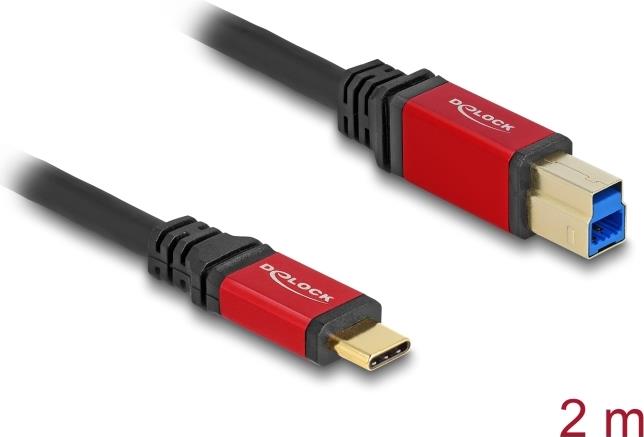 Delock Cavo USB 5 Gbps USB Type-C maschio a USB Type-B maschio da 2 m rosso in metallo