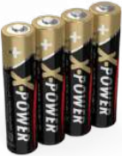 Batteria Micro AAA / LR03 4 x X-Pow. Voltaggio di 1,5 V 4 tubi