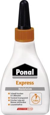 Ponal Express Holzleim, lösemittelfrei, 60 g Flasche trocknet in 5 Minuten, frischer Leim mit Wasser entfernbar (PN12X)