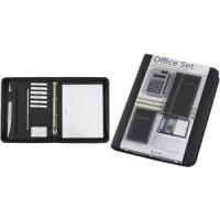 JÜSCHA Alassio Office SET - Mappe mit Reißverschluss für Dokumente - Kunstleder - Schwarz (30060)