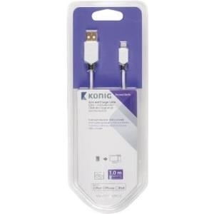 Nedis König - Lightning-Kabel - Lightning (M) bis USB (M) - 1 m - weiß - für Apple iPad/iPhone/iPod (Lightning) (KNM39300W10)