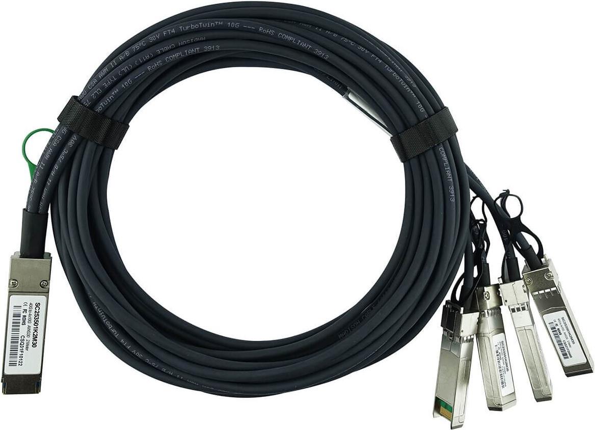 BlueOptics Q-4S-DAC-3M-SP-BL Cavo InfiniBand QSFP 4xSFP Arancione (Q-4S-DAC-3M-SP-BL)