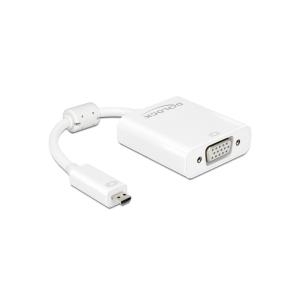 DeLOCK Adapter HDMI Micro-D male > VGA female with Audio - VGA-Adapter - 19-polig Micro-HDMI (M) - HD-15, Mini-Phone Stereo 3,5 mm, 5-polig Micro-USB, Typ A (nur Spannungsversorgung) (W) - 17cm - weiß (65557)
