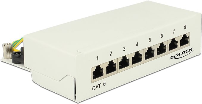 Delock Desktop patch panel 8 porte Cat.6 grigio