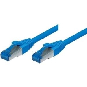 Patchkabel S/FTP (PIMF), Cat 6a, blau, 3.0 m Für 10 Gigabit/s, halogenfrei, mit besonders schmalem Knickschutz und Prüfprotokoll (74103B)