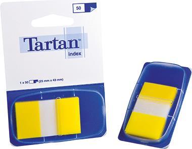 Tartan Index Haftstreifen, gelb, 25 x 43 mm, 50 Haftstreifen im Einwegspender (6805-5EU)