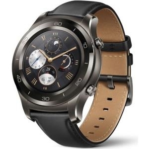 Huawei Watch 2 Classic - 45 mm - titanfarben grau - intelligente Uhr mit Riemen - Leder - Bandgröße 140-210 mm - Anzeige 3 cm (1.2) - 4 GB - Wi-Fi, NFC, Bluetooth 4.1 EDR - 47 g