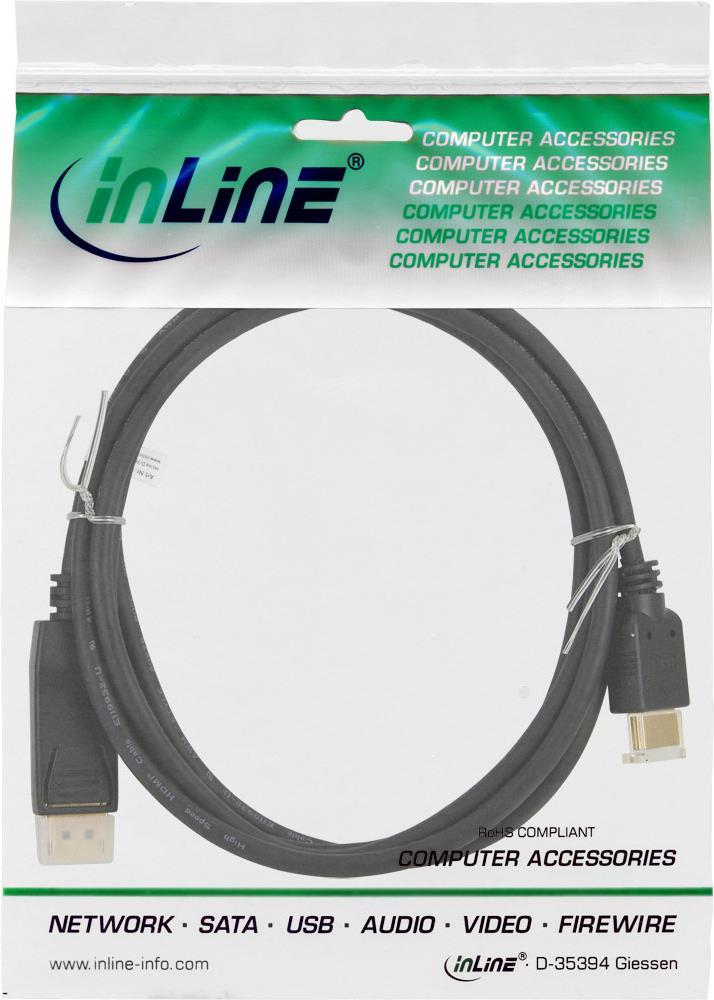 InLine Cavo DisplayPort 1.1 maschio a HDMI maschio dorato nero 10m