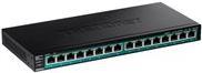 Trendnet TPE-TG161H switch di rete Gigabit Ethernet [10/100/1000] Supporto Power over Ethernet [PoE] Nero (16-PORT GIGABIT POE+