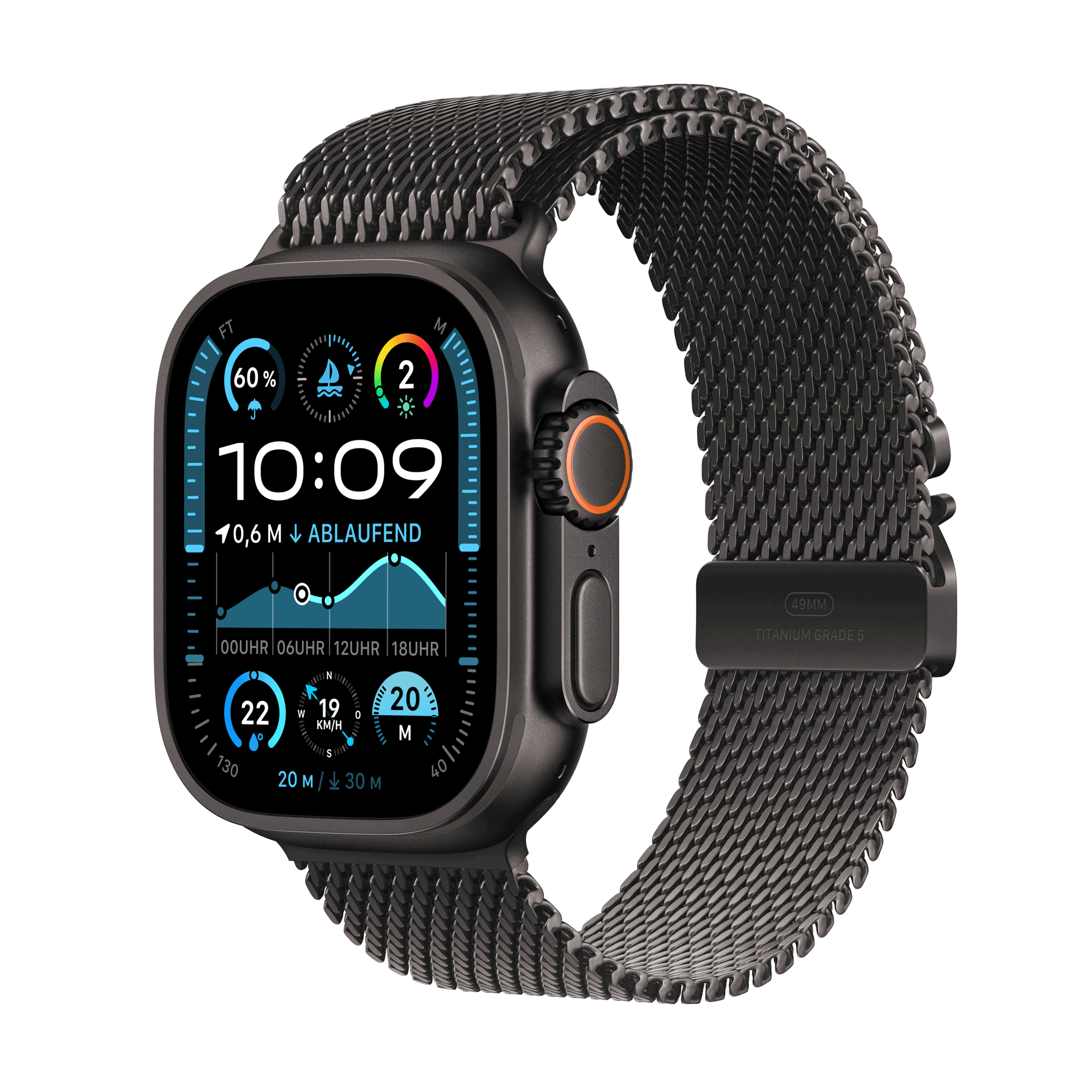 Apple Watch Ultra 2 GPS Cellular 49mm Cassa Titanio Nero con Nero Titanium Milanese Loop - M (APPLE WATCH ULTRA 2 CELL 49MM - B