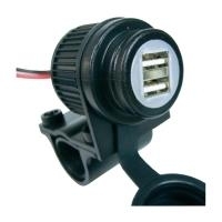 Albrecht USB Duo-Steckdose für Motorrad, Quad und weiteren Fahrzeugen mit 12 - 24 V (73700)