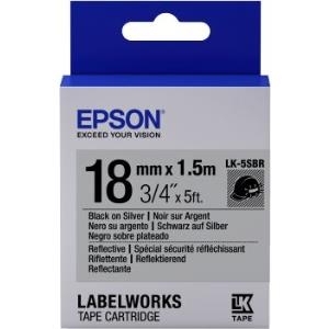 Epson LabelWorks LK-5SBR - Etikettenband - Schwarz auf Silber - Rolle (1,8 cm x 1,5 m) 1 Rolle(n) - für LabelWorks LW-1000P, LW-400, LW-400L, LW-400VP, LW-600P, LW-700, LW-900P (C53S655016)