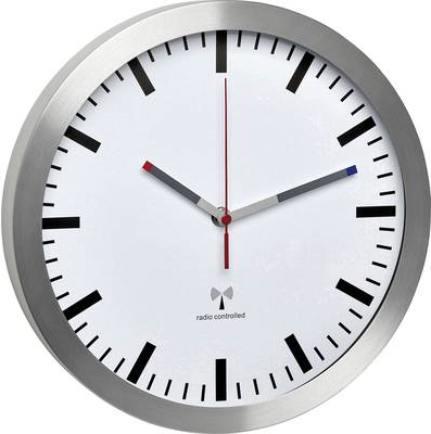 TFA 60.3528.02 Funk Wanduhr 300 mm x 45 mm Aluminium Schleichendes Uhrwerk (lautlos) (60.3528.02)