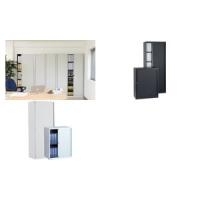 BISLEY Euro Rollladenschrank, 2 Fachböden, lichtgrau Schrank aus Stahl, Rollladen aus Kunststoff, abschließbar (ET408102SLG-445)