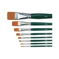 C.KREUL Haarpinsel Hobby Line BASIC, Nylon, flach, Gr. 16 grün lackierter Holzstiel, nahtlose Silberzwinge, goldene (721116)