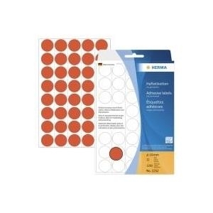 HERMA - Matte, permanente selbstklebende Papieretiketten - Rot - 19 mm rund 1280 Etikett(en) (32 Bogen x 40) (2252)