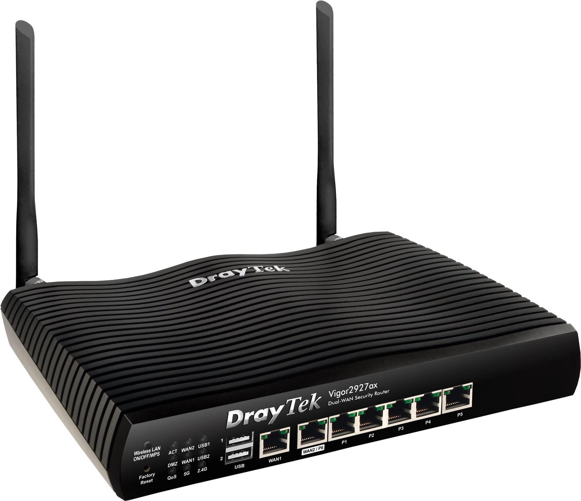 Draytek Vigor 2927ax - Wireless Router - Switch mit 6 Ports - GigE - WAN-Ports: 2 - 802,11a/b/g/n/ac/ax - Dual-Band (V2927AX-DE-AT-CH)