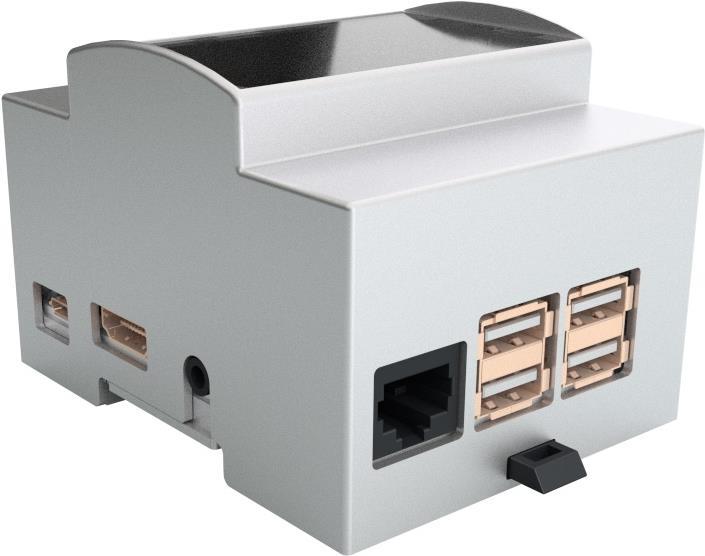 Raspberry Pi Zubehör - Gehäuse Hutschiene / DIN Rail mit Fenster grau für Pi 3B aktuelles Endgerät (25.0410000.RP3)
