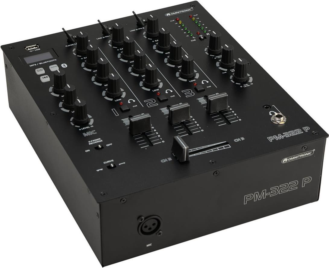 OMNITRONIC PM-322P 3-Kanal-DJ-Mixer mit Bluetooth und USB-Player (10006874)