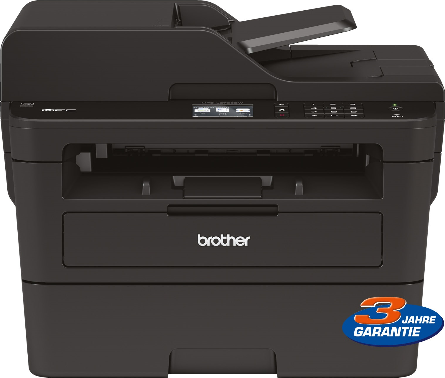 Brother MFC-L2730DW - Multifunktionsdrucker - s/w - Laser - Legal (216 x 356 mm) (Original) - A4/Legal (Medien) - bis zu 34 Seiten/Min. (Drucken) - 250 Blatt - 33.6 Kbps - USB 2.0, LAN, Wi-Fi(n)