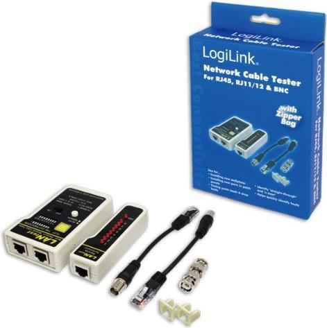 LogiLink Kabeltester RJ11 RJ12 RJ45 mit Remote Einheit