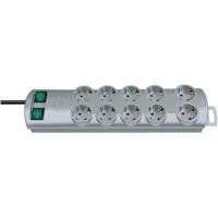 Brennenstuhl Primera-Line Steckdosenleiste 10-fach Duo silbe 2m H05VV-F 3G1,5 5-fach schaltbare Steckdosen, silber, 1153390120