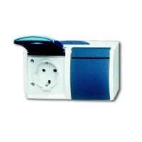 BJ - Ocean - Schuko Steckdose Klappdeckel 2-fach - AP *grau/blaugrün* (20/2EW-53)