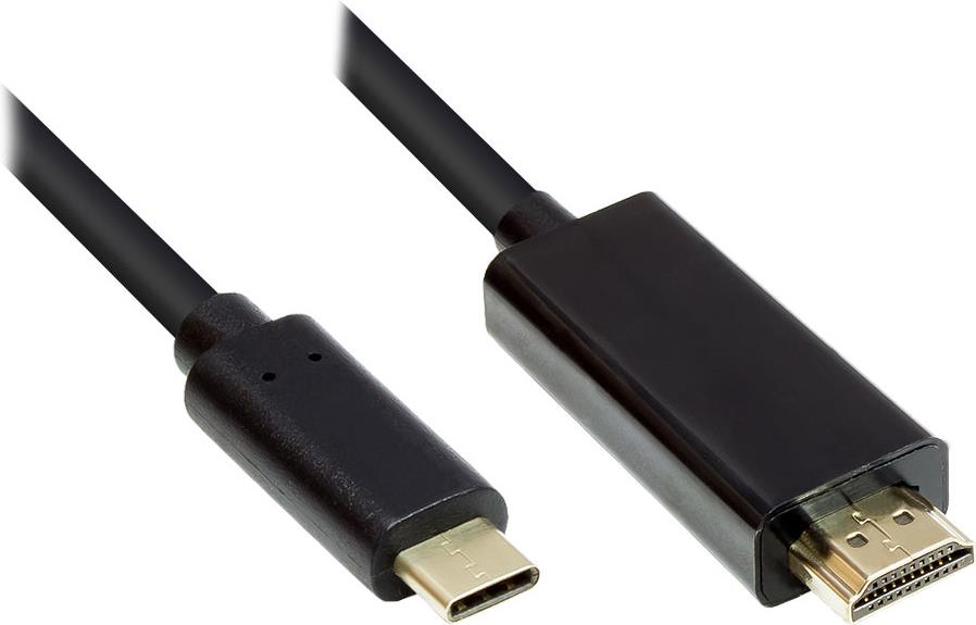 Adapterkabel USB-C Stecker an HDMI 2.0 Stecker, 4K2K / UHD 60Hz, CU, schwarz, 3m, Good Connections® (GC-M0102)