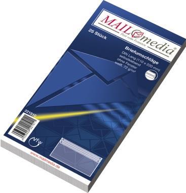 MAILmedia Briefumschlag Offset weiß, DIN lang, ohne Fenster selbstklebend, 72 g-qm - ca. 4,4 g (22191-0)