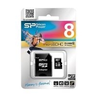 SILICON POWER - Flash-Speicherkarte ( microSDHC/SD-Adapter inbegriffen ) - 8 GB - Class 10 - microSDHC