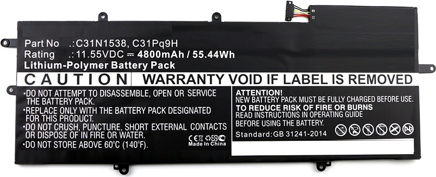 Coreparts MicroBattery - Laptop-Batterie Lithium-Polymer 4800 mAh 55.4 Wh - Schwarz - für ASUS Q324UA (MBXAS-BA0023)