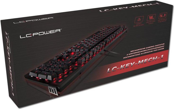 LC Power LC-KEY-MECH-1 USB QWERTZ Tastiera nera tedesca LC-KEY-MECH-1