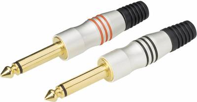 TRU COMPONENTS Klinken-Steckverbinder 6.35 mm Stecker, gerade Polzahl: 2 Mono Silber 4 St. (739139)