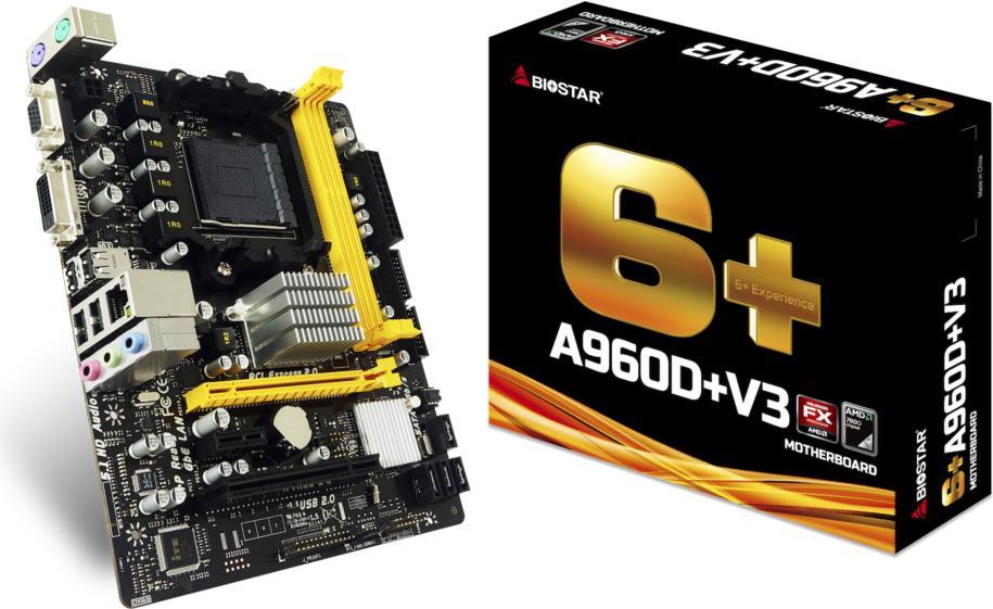 Biostar A960D+V3 - 6.X - Motherboard - micro ATX - Socket AM3+ - AMD 760G - Gigabit LAN - Onboard-Grafik - HD Audio (6-Kanal) Biostar A960D+V3 - 6.X - Motherboard - micro ATX - Socket AM3+ - AMD 760G - Gigabit LAN - Onboard-Grafik - HD Audio (6-Kanal)